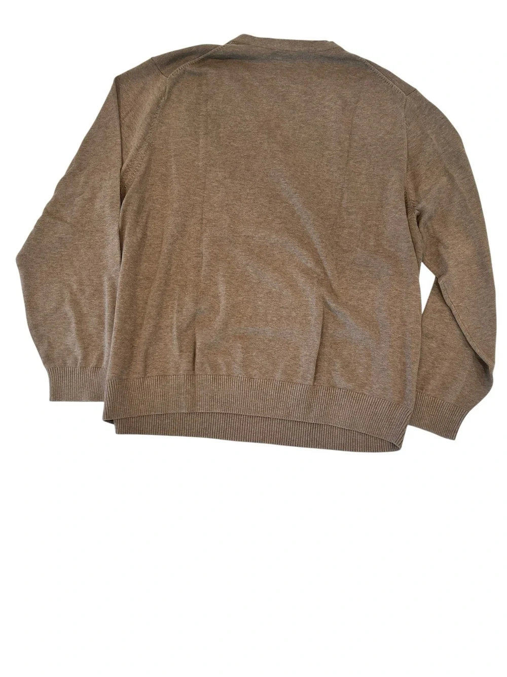 New Lands End Taupe V Neck Supima Cotton Lightweight Knit Sweater XXL